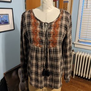 Sz Large boho top terra Cotta  embroidery